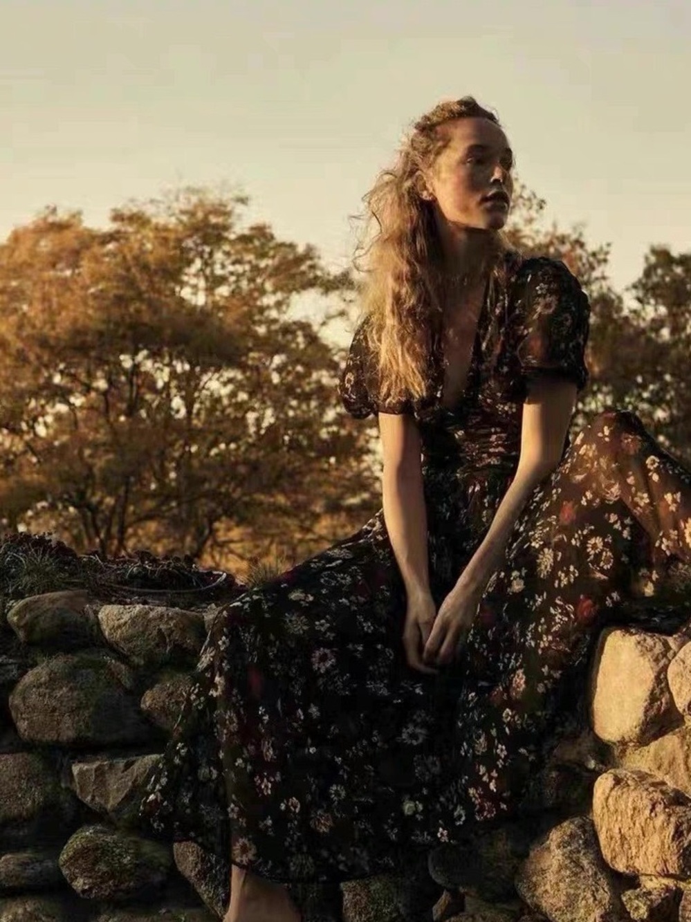 Doen Black Floral Maxi Dress